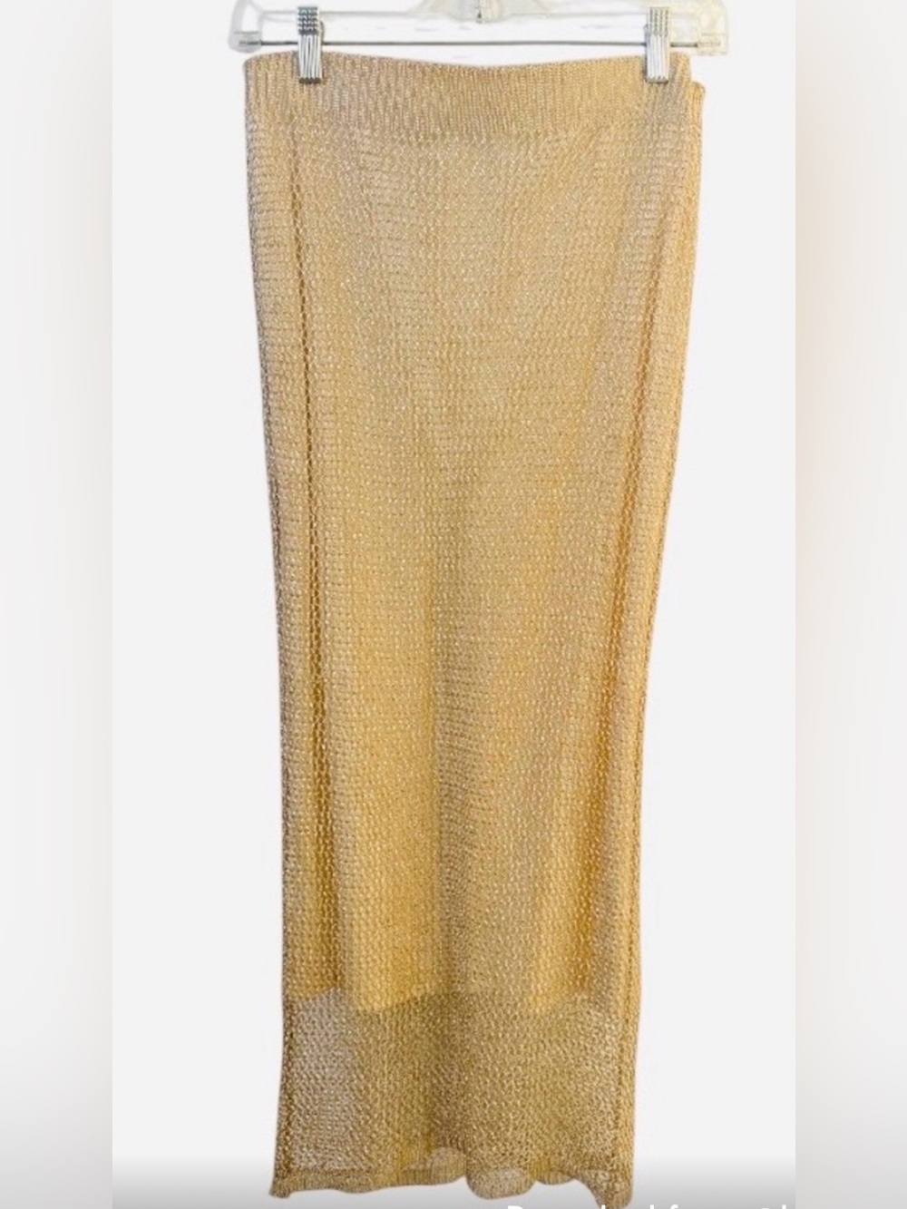 RACHEL Rachel Roy Metallic Gold Knit Midi Skirt